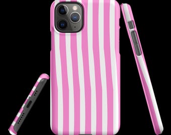 Cute Pink Striped Phone Case – Soft TPU Slim Shockproof Cover for Women & Girls