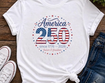 Retro 250th Anniversary of The United States Shirt, USA Independence Day T shirt, Semiquincentennial 1776 2026, American Flag Patriots Gifts