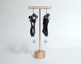 Ballet Pointe Shoe Earrings – Ballerina Drop Jewelry Black-blue