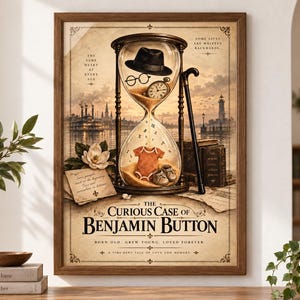 Benjamin Button Poster, Der seltsame Fall des Benjamin Button Druck, Vintage-Filmplakat, Literaturfilmplakat, Digitaler Download