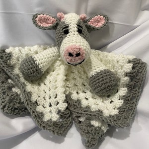 Baby blanket, security blanket, baby cow, animal, made to order, crochet baby blanket, baby shower gift, farm theme, nursery décor