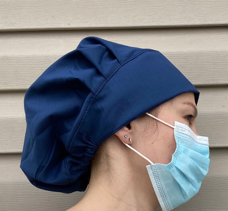 Bouffant Style Nurse Hat Large Scrub Hat No Seams Over Ears Etsy