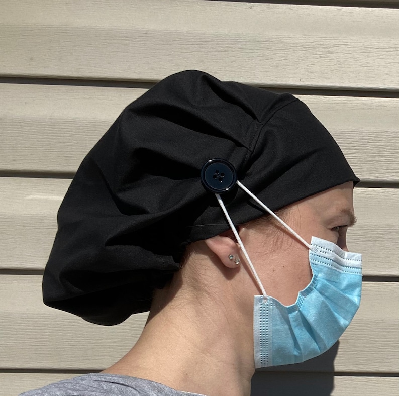 Bouffant Style Nurse Hat Large Scrub Hat No Seams Over Ears Etsy