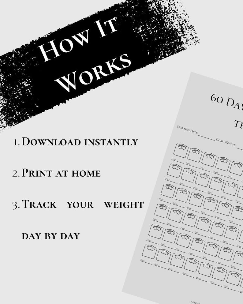 60 Day Weight Loss Tracker Printable, Minimalist Fitness Planner (PDF) - Etsy