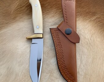 Custom Handmade Knife | Resin Handle | Leather Sheath | Hunting | Camping | Collectible Gift for Outdoorsmen