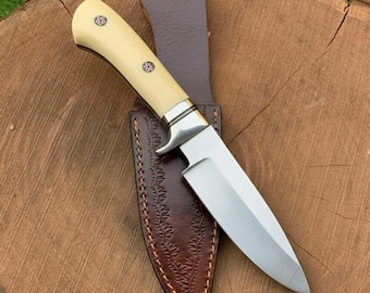 Custom Handmade Knife With Resin Handle & Leather Sheath | Hunting, Camping, Collectible Gift for Outdoorsmen