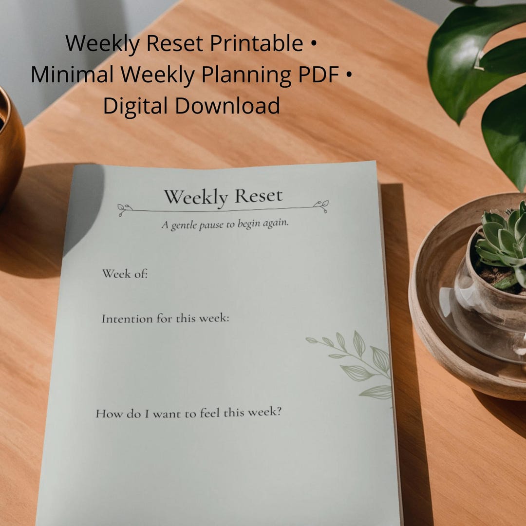 Weekly Planner Printable PDF Weekly Reset Template Productivity ...