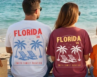 Camiseta personalizada para vacaciones familiares: Camiseta de viaje a juego para grupos con el nombre de la familia, camiseta de vacaciones, atuendo para viaje a la playa, regalo personalizado para reunión familiar.