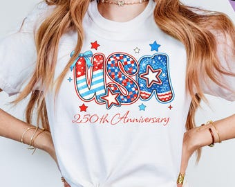 Camiseta del 250 aniversario de EE. UU.: Camiseta Comfort Colors Patriotic America 1776–2026, Camiseta del 4 de julio, aniversario de la libertad.