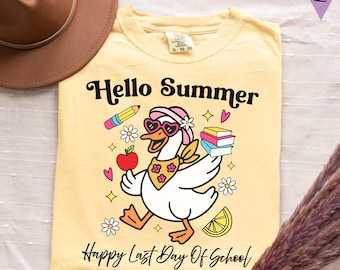 Funny Hello Summer Goose Teacher Shirt: Comfort Colors Last day of School, Teacher Appreciation