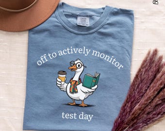 Camiseta divertida para profesores sobre exámenes estatales con diseño de ganso: Camiseta Comfort Colors para el día del examen, camiseta para coordinador de exámenes.