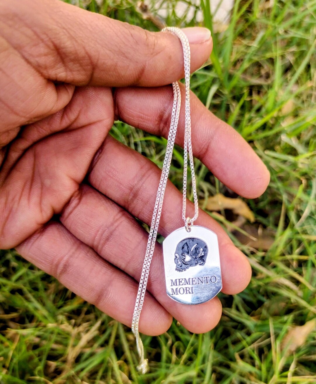 Oxidized Sterling Silver Memento Mori Skull Pendant Necklace - Etsy