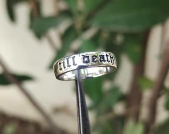 Till Death Silver Ring • Sterling Silver Confirmation Ring • Minimalist Promise Ring • Dainty Engraved Ring • Couples Gift