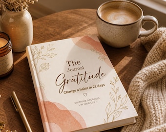 21-dagars digital tacksamhetsdagbok | Guide till mindfulness och självkärlek | Utskrivbar terapeutisk dagbok | 32-sidig PDF