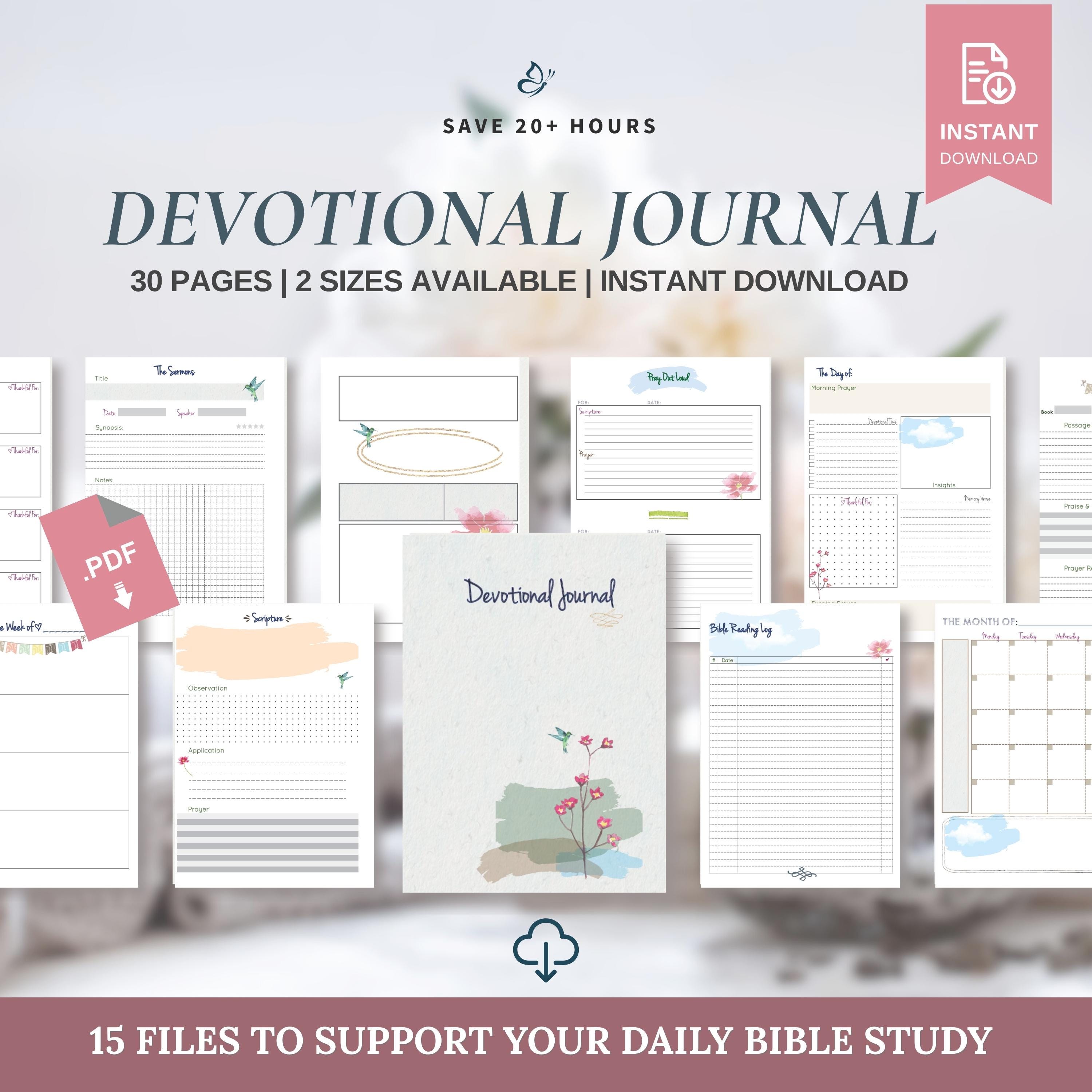 Watercolor Devotional Journal Printable | Bible Study Planner (letter ...