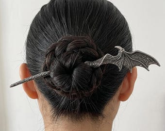 Horquilla de ala de dragón, horquilla de cobre y bronce hecha a mano, joya gótica vintage para el cabello, horquilla imperial, accesorios únicos para el cabello.