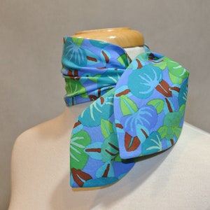 Blue Persimmon Floral Scarf,Mini Scarf,Mini Skinny Scarf,Cotton Mini Skinny Scarf,Kerchief,Neckerchief,Ascot,Mini Ascot,Cotton Ascot image 2