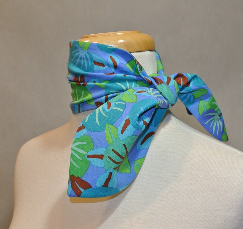 Blue Persimmon Floral Scarf,Mini Scarf,Mini Skinny Scarf,Cotton Mini Skinny Scarf,Kerchief,Neckerchief,Ascot,Mini Ascot,Cotton Ascot image 1