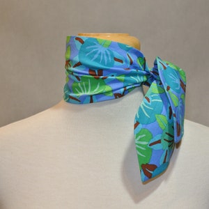 Blue Persimmon Floral Scarf,Mini Scarf,Mini Skinny Scarf,Cotton Mini Skinny Scarf,Kerchief,Neckerchief,Ascot,Mini Ascot,Cotton Ascot image 3