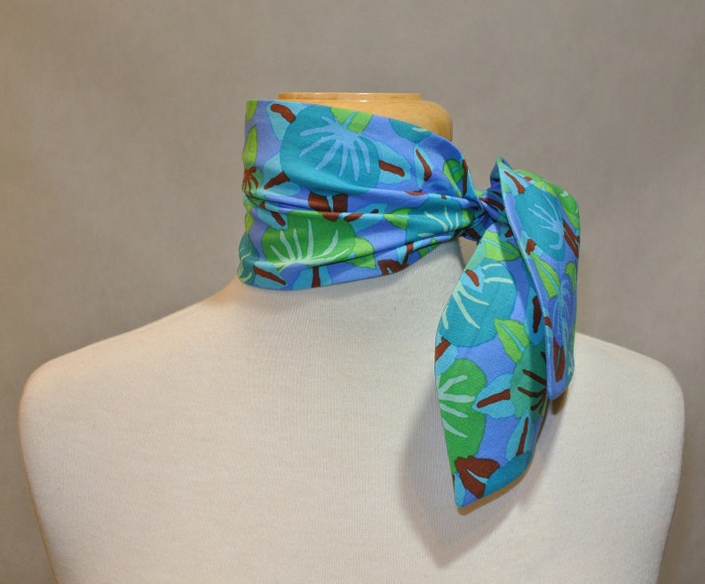 Blue Persimmon Floral Scarf,Mini Scarf,Mini Skinny Scarf,Cotton Mini Skinny Scarf,Kerchief,Neckerchief,Ascot,Mini Ascot,Cotton Ascot image 3