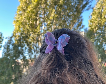 Pinza para el cabello con forma de mariposa morada, accesorio acrílico para el cabello estilo años 2000.