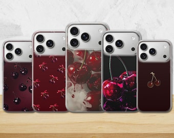 Funda para teléfono Cherry, color rojo oscuro, para iPhone 17 Pro Max, 17e, 15, 14, 13 y Samsung S26 Ultra, S25 FE, A57, A56, Pixel 10, 9A
