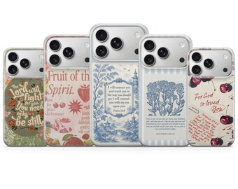 Funda para teléfono con diseño cristiano vintage y salmos bíblicos para iPhone 17 Pro Max, 17e, 15, 14, 13 y Samsung S26 Ultra, S25 FE, A57, A56, Pixel 10, 9A