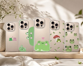 Cover trasparente a forma di rana per iPhone 17 Pro Max, 17e, 15, 14, 13 e Samsung S26 Ultra, S25 FE, A57, A56, Pixel 10, 9A