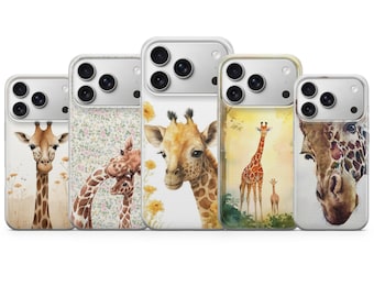 Funda para teléfono con diseño de jirafa en acuarela, estilo safari animal, compatible con iPhone 17 Pro Max, 17e, 15, 14, 13 y Samsung S26 Ultra, S25 FE, A57, A56, Pixel 10 y 9A.