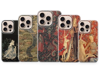 Funda de arte medieval renacentista para iPhone 17 Pro Max, 17e, 15, 14, 13 y Samsung S26 Ultra, S25 FE, A57, A56, Pixel 10, 9A