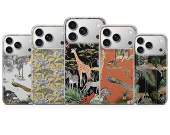 Funda de teléfono con diseño de animales de safari para iPhone 17 Pro Max, 17e, 15, 14, 13 y Samsung S26 Ultra, S25 FE, A57, A56, Pixel 10, 9A