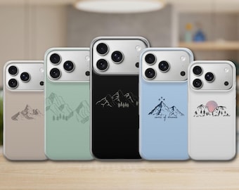 Funda para teléfono Mountains para senderismo al aire libre para iPhone 17 Pro Max, 17e, 15, 14, 13 y Samsung S26 Ultra, S25 FE, A57, A56, Pixel 10, 9A