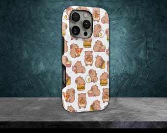 Funda protectora Capybara con diseño estético y resistente para iPhone 17 Pro Max, 16e, 15, 14, 13 y Samsung S26 Ultra, S25 FE, A57, A56, Pixel 10, 9A.