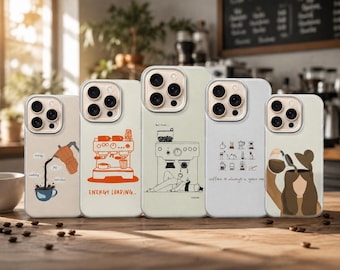 Coque de téléphone couleur café expresso pour iPhone 17 Pro Max, 17e, 15, 14, 13 et Samsung S26 Ultra, S25 FE, A57, A56, Pixel 10, 9A