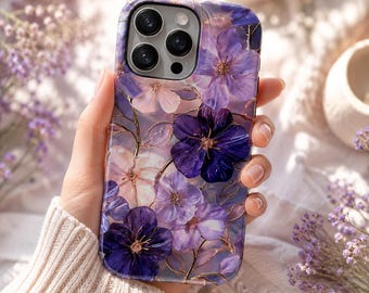 Coque de téléphone à motif floral effet vitrail, ultra-résistante, compatible avec iPhone 17 Pro Max, 16e, 15, 14, 13 et Samsung S26 Ultra, S25 FE, A57, A56, Pixel 10, 9A