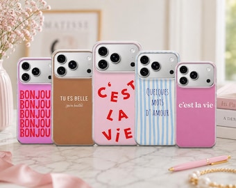Coque de téléphone française Paris pour iPhone 17 Pro Max, 17e, 15, 14, 13 et Samsung S26 Ultra, S25 FE, A57, A56, Pixel 10, 9A