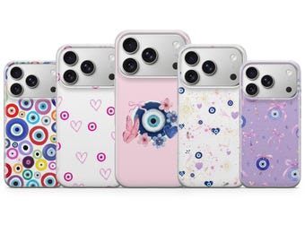 Coque de téléphone avec amulette œil maléfique pour iPhone 17 Pro Max, 17e, 15, 14, 13 et Samsung S26 Ultra, S25 FE, A57, A56, Pixel 10, 9A