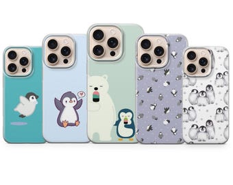 Funda de pingüino con diseño de animales árticos para iPhone 17 Pro Max, 17e, 15, 14, 13 y Samsung S26 Ultra, S25 FE, A57, A56, Pixel 10, 9A