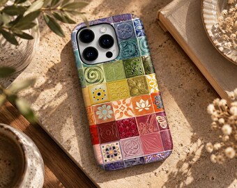 Tile Phone Case Mosaic TOUGH Cover for iPhone 18 Pro Max, 17, 16, 15, Samsung S26 Ultra, S25 FE, A57, A56, Pixel 11, 10