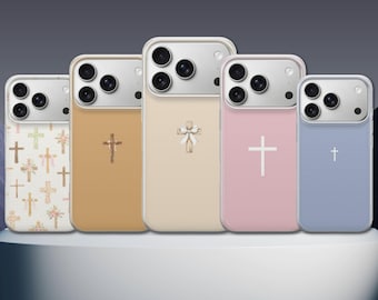 Funda de teléfono con diseño de cruz cristiana de Jesús y Dios para iPhone 17 Pro Max, 17e, 15, 14, 13 y Samsung S26 Ultra, S25 FE, A57, A56, Pixel 10, 9A