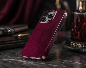 Burgundy Phone Case Solid TOUGH Cover for iPhone 18 Pro Max, 17, 16, 15, Samsung S26 Ultra, S25 FE, A57, A56, Pixel 11, 10