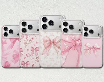 Bow Phone Case Coquette Pink Girly Cover for iPhone 17 Pro Max, 17e, 15, 14, 13 & Samsung S26 Ultra, S25 FE, A57, A56, Pixel 10, 9A