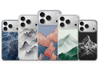 Coque de téléphone motif montagne pour iPhone 17 Pro Max, 17e, 15, 14, 13 et Samsung S26 Ultra, S25 FE, A57, A56, Pixel 10, 9A