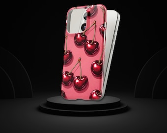 Funda para teléfono Dark Cherry Fruit TOUGH Cover para iPhone 17 Pro Max, 16e, 15, 14, 13 y Samsung S26 Ultra, S25 FE, A57, A56, Pixel 10, 9A