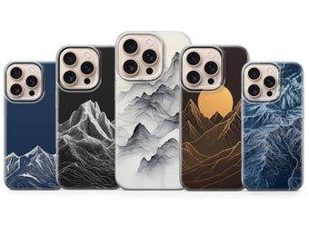 Mountain Line Art Phone Case Minimalist Cover for iPhone 17 Pro Max, 17e, 15, 14, 13 & Samsung S26 Ultra, S25 FE, A57, A56, Pixel 10, 9A