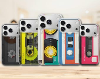 Funda de casete de audio retro vintage para iPhone 17 Pro Max, 17e, 15, 14, 13 y Samsung S26 Ultra, S25 FE, A57, A56, Pixel 10, 9A