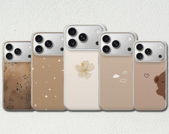 Minimalist Phone Case Simple Beige Cover for iPhone 17 Pro Max, 17e, 15, 14, 13 & Samsung S26 Ultra, S25 FE, A57, A56, Pixel 10, 9A