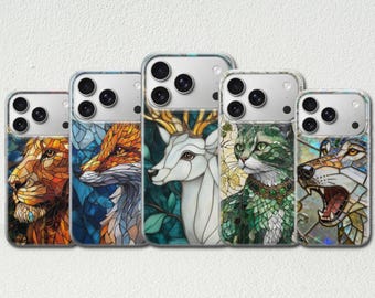 Stained Glass Phone Case Animal Cover for iPhone 17 Pro Max, 17e, 15, 14, 13 & Samsung S26 Ultra, S25 FE, A57, A56, Pixel 10, 9A