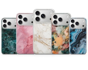 Funda de mármol para teléfono. Elegante funda de mármol para iPhone 17 Pro Max, 17e, 15, 14, 13 y Samsung S26 Ultra, S25 FE, A57, A56, Pixel 10, 9A.