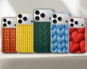 Custodia per telefono Cozy Phone Case in maglia colorata per iPhone 17 Pro Max, 17e, 15, 14, 13 e Samsung S26 Ultra, S25 FE, A57, A56, Pixel 10, 9A